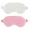 2 Pcs Plush Fluffy Eye Mask Soft Sleeping Blindfold Eye Cover Comfortable Furry Faux Fur Sleeping Mask Satin Nap Night Eyeshade Cover for Women Men Gift (White, Pink) view 1