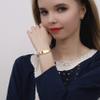 LinnaLove Fashion Shiny medical alert bracelet with Free Engraving Stainless steel Medical id bracelet for Women (Front-Gold, Inches, 7.50) view 4