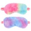 2 Pack Plush Sleeping Eye Mask Soft Plush Eye Mask Fuffy Eye Cover Comfortable Sleep Mask Blindfold Rainbow Faux Fur Eye Shade for Women, Men and Kids Travel Nap Sleeping view 1