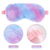 2 Pack Plush Sleeping Eye Mask Soft Plush Eye Mask Fuffy Eye Cover Comfortable Sleep Mask Blindfold Rainbow Faux Fur Eye Shade for Women, Men and Kids Travel Nap Sleeping view 4