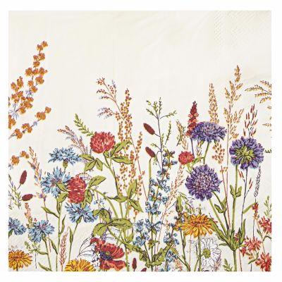 100 Floral Paper Napkins, 3 Ply Watercolor Disposable Dinner Napkins Vintage Wild Flower Dinner Napkins, Decorative Beverage Hand Towels for Bathroom Wedding Baby Shower Birthday Tea Party