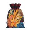 BTCOWZRV Christmas Linen Gift Wrap Bags Abstract patterned tropical Reusable Gift Wrapping Sack Xmas Candy Bags with Double Drawstrings Xmas Bag for Candy Wrapper Christmas Party view 1