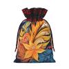 BTCOWZRV Christmas Linen Gift Wrap Bags Abstract patterned tropical Reusable Gift Wrapping Sack Xmas Candy Bags with Double Drawstrings Xmas Bag for Candy Wrapper Christmas Party view 2