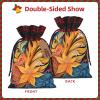 BTCOWZRV Christmas Linen Gift Wrap Bags Abstract patterned tropical Reusable Gift Wrapping Sack Xmas Candy Bags with Double Drawstrings Xmas Bag for Candy Wrapper Christmas Party view 3