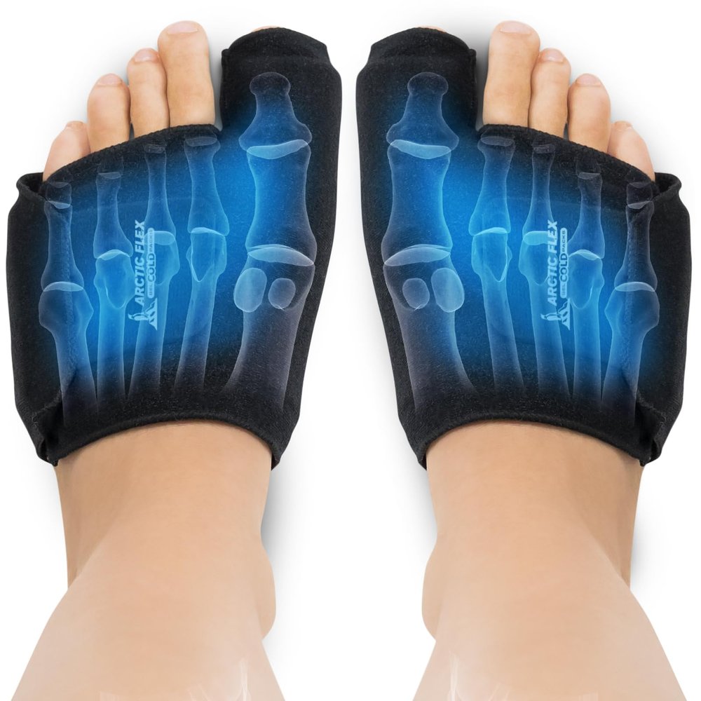 Arctic Flex Foot Ice Pack (Pair) Toe Wrap for Bunion, Plantar Fasciitis, Hallux Valgus, Gout, Swelling & Injuries - Cold & Heat Gel Therapy for Joint Pain Relief & Feet Recovery - Reusable Compression