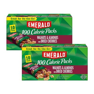 Emerald Nuts, Natural Walnuts & Almonds with Dried Cherries, 100 Calorie Pack, 10 Ct, 6.7 Oz (Pack of 2)