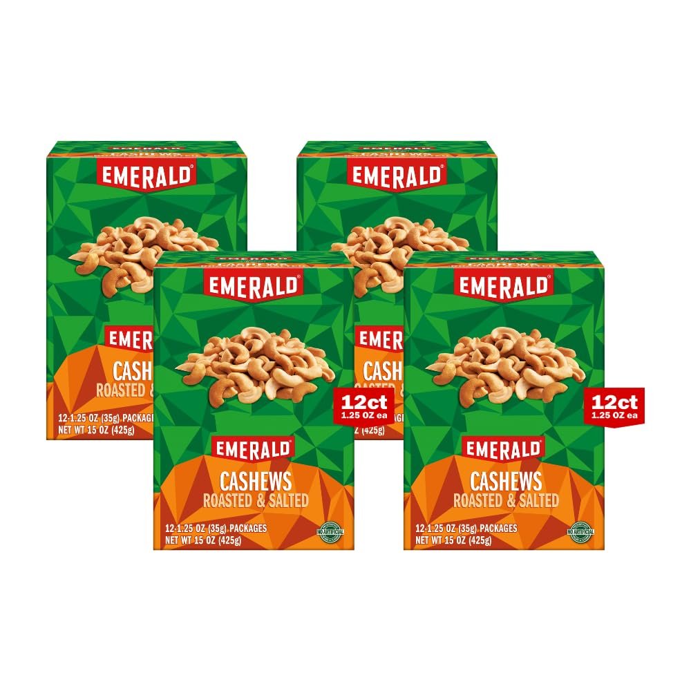 Emerald Nuts Roasted and Salted Cashews, 15 Ounce (Pack of 4)