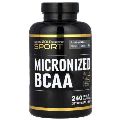 California Gold Nutrition Sport, Micronized BCAA, Branched Chain Amino Acids, 240 Veggie Capsules