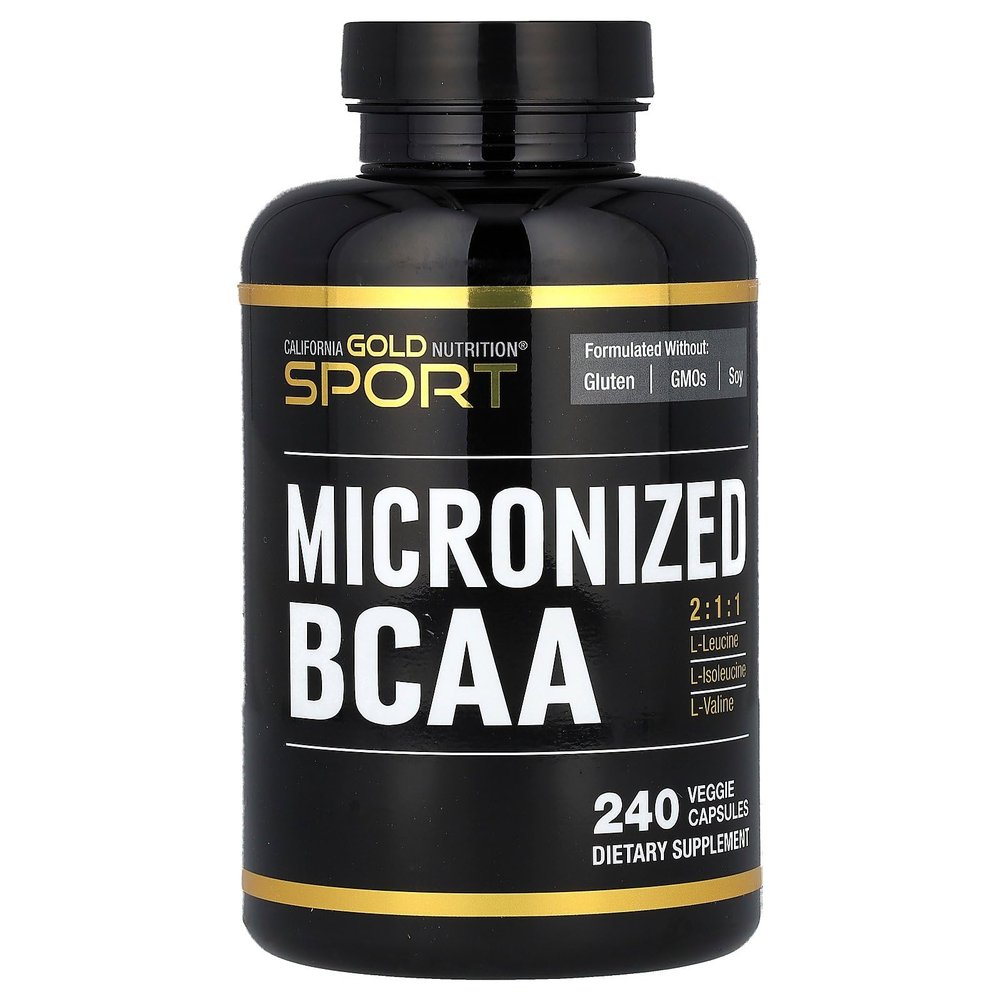 California Gold Nutrition Sport, Micronized BCAA, Branched Chain Amino Acids, 240 Veggie Capsules