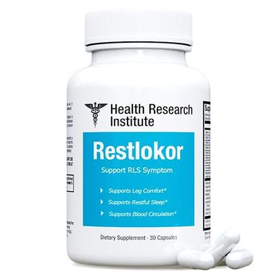 Restlokor - Restless Legs Support-Health Research Institute- 1 Bottle - 30 Capsules-Improved Formula-Official