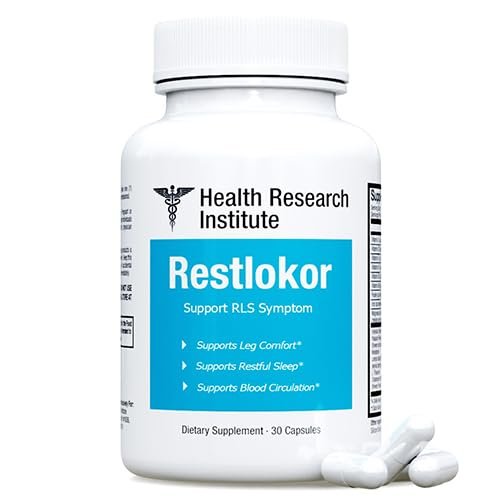 Restlokor - Restless Legs Support-Health Research Institute- 1 Bottle - 30 Capsules-Improved Formula-Official