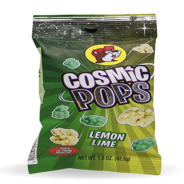 Buc-ees Cosmic Pops Popping Candy Fun Candy for Kids That Pops in Your Mouth! Fruity Party Favors, Birthday Treats & Goodie Bag Candy | Pocket-Sized 1.5 oz Pouch (Lemon Lime)