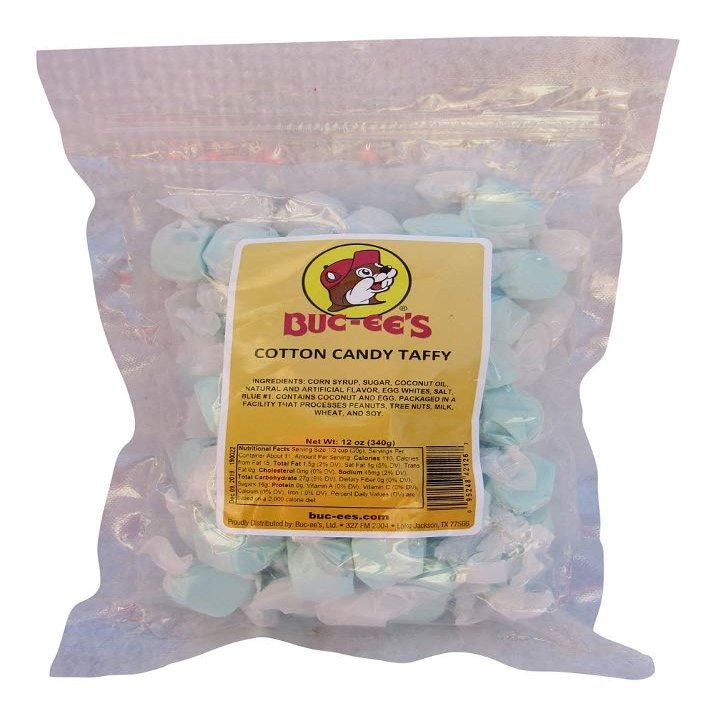 Buc-ee's Taffy Candy  Chewy, Fruity & Salt Water Taffy Individually Wrapped Candy  Big Bag of Candy Mix for Piatas, Easter Basket Stuffers & Kids' Treats (Cotton Candy, 12 oz)