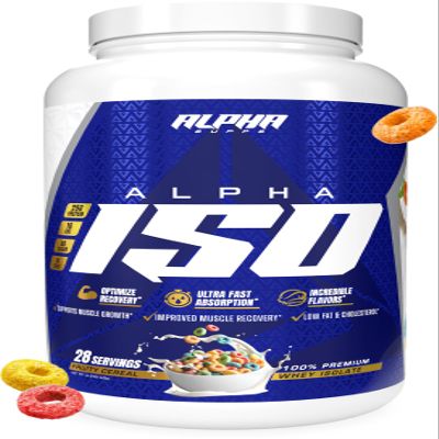Alpha Supps ISO, Low Carb 100% Whey Protein Isolate Powder, 25 Grams Per Serving, Helps Support Muscle Growth, Low Sugar and Gluten Free (Fruity Cereal, 2 lb)