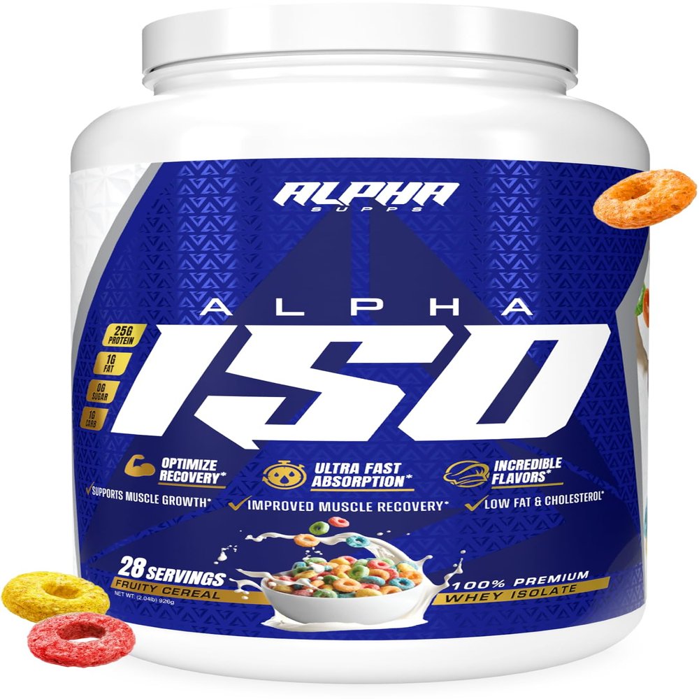 Alpha Supps ISO, Low Carb 100% Whey Protein Isolate Powder, 25 Grams Per Serving, Helps Support Muscle Growth, Low Sugar and Gluten Free (Fruity Cereal, 2 lb)