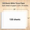 130 Sheets 20"x14" White Tissue Paper for Gift Bags Christmas Weddings Birthday Arts Craft Party Decoration view 2