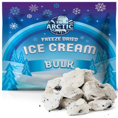 Arctic Farms Freeze Dried Ice Cream Bits Bagged and Boxed - Does Not Melt (Cookies & Cream, 1lb)