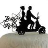 TiTaicor Scooter Couple Cake Topper,Scooter Gift,Scooter Wedding silhouette Topper,Scooter Lover Present,Scooter Riding Party Supplies Cake Insert for Birthday Engaged Married Anniversary. view 1