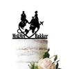 TiTaicor Wedding cake topper Bride and groom sitting on a globe,globe couple Wedding Cake Topepr,Travel Bride and groom Silhouette,Travel Wedding Party Cake Insert Kitchen Supplies Baking Cake. view 1