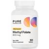 PureFormulas Methylfolate 800 mcg  Active B9 (5-MTHF) for Cardiovascular, Nerve & Mood Health, Non-GMO Vegetarian Tablets, 60 Count view 1