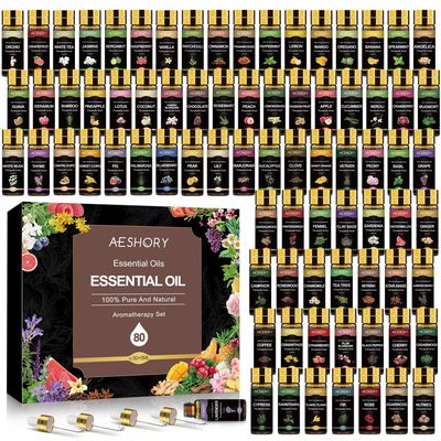 Essential Oil Set 80 Pcs,100% Natural Essential Oils Kit, Perfect for Diffuser, Humidifier, Massage, Soap, Candle Bath Bombs Making, 80 * 5ML(0.17oz), Valentine's Gift for Lover