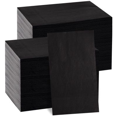 BUCLA 200-Count 3-Ply Disposable Black Napkins - Black Paper Napkins Premium Quality - Halloween Dinner Napkins Soft, Absorbent for Kitchen, Parties, Weddings, Halloween &New Year