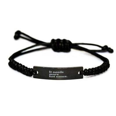 Hot Sauce Addict Spicy Food Lover Chile Bracelet, Gifts, Black Rope Bracelet, Christmas, Stocking Stuffer