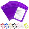 100 Pcs Resealable Mylar Bags with Frosted Clear Window Packaging Bags Foil Pouch Zipper Bag for Food Self Sealing Storage Supplies (5.51x7.87 inches, Purple) view 1