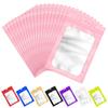 100 Pcs Pink Resealable Mylar Bags with Frosted Clear Window Packaging Bags Foil Pouch Zipper Bag for Food Self Sealing Storage Supplies 7.08x10.24 inches view 1