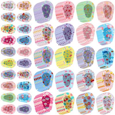 100 Pcs Adhesive Eye Patches for Kids Girls Cute Toddler Eye Patch Bulk Colorful Breathable Lazy Patch Cartoon Adhesive Bandages for Children Baby Light Blocking, 20 Styles, 3 x 2 Inches