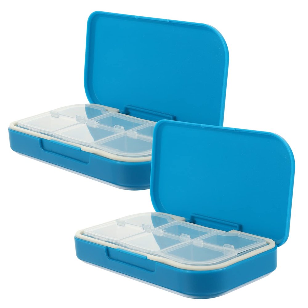 WOFASHPURET 2pcs Portable Multi-Compartment Pill Organizer Travel Medicine Storage Box Design Compact and Easy to Use for Vitamins and Medications
