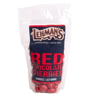 Lehman's Red Chocolate Covered Cherries, Creamy Milk Chocolate and Red Sweet Cherry Candy Coated, 8 oz Resealable Bag