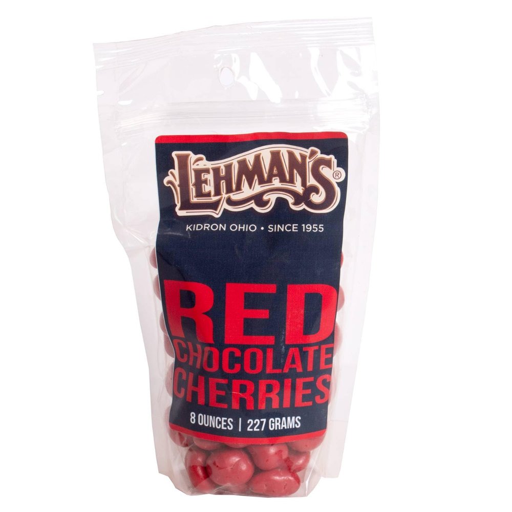 Lehman's Red Chocolate Covered Cherries, Creamy Milk Chocolate and Red Sweet Cherry Candy Coated, 8 oz Resealable Bag