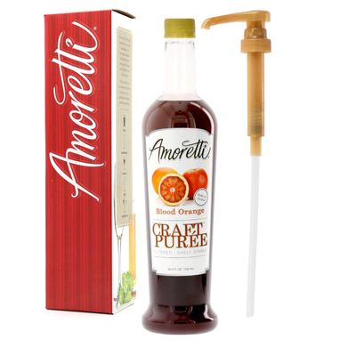 Amoretti - Blood Orange Craft Puree 750 mL - Perfect for Brewing, Cocktails, and other Beverages, Made of Real Fruit, No Preservatives, Filtered, Super Concentrated, Fully Pasteurized, TTB Registered
