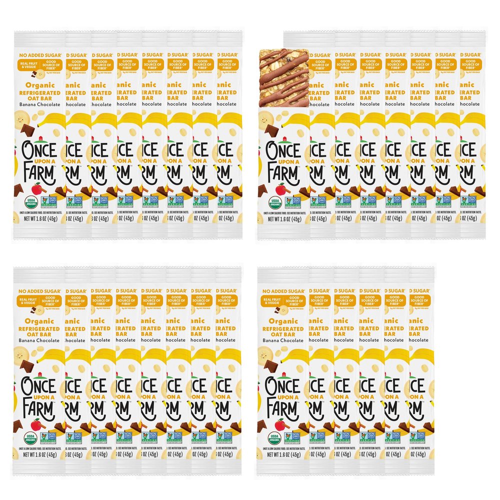 Once Upon a Farm | Refrigerated Oat Bar | Banana Chocolate | No Added Sugar | Real Fruit and Veggie | Multi-Pack (30)