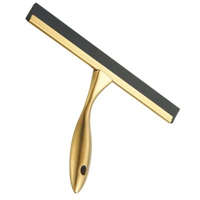 10inch Water Cleaning Squeegee for Bathroom Car or Kitchen Top Stainless with Silicon Rubber 3 Choice (Gold)