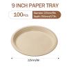 100% Compostable Plates 9 inch [100-Pack], Biodegradable Plates Heavy Duty Disposable Plate's - Eco-Friendly, Natural Unbleached Brown Dinner Paper Plate view 2