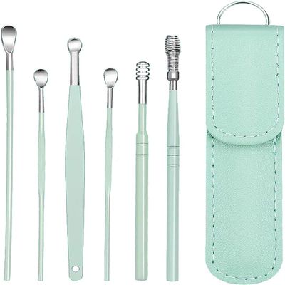 6 Pcs Ear Wax Removal Kit,Ear Cleaner Tools: Mini Portable Ear Scope with Stainless Steel 360 Spiral Ear Massage Cleaning Tool for Adults Kids - Ear Wax Remover with Storage Box