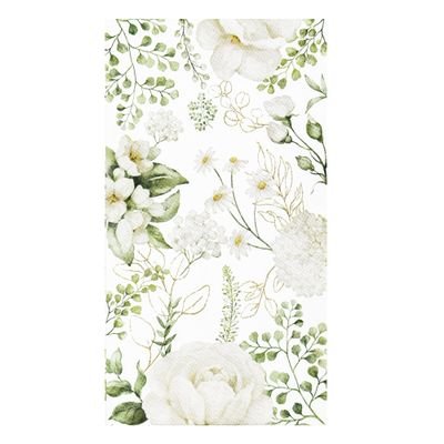 100 White Floral Guest Napkins Disposable Spring Blossom Hand Towels Decorative Wildflower Greenery Paper Dinner Napkin for Bathroom Toilet Powder Room Wedding Birthday Bridal Party Decor