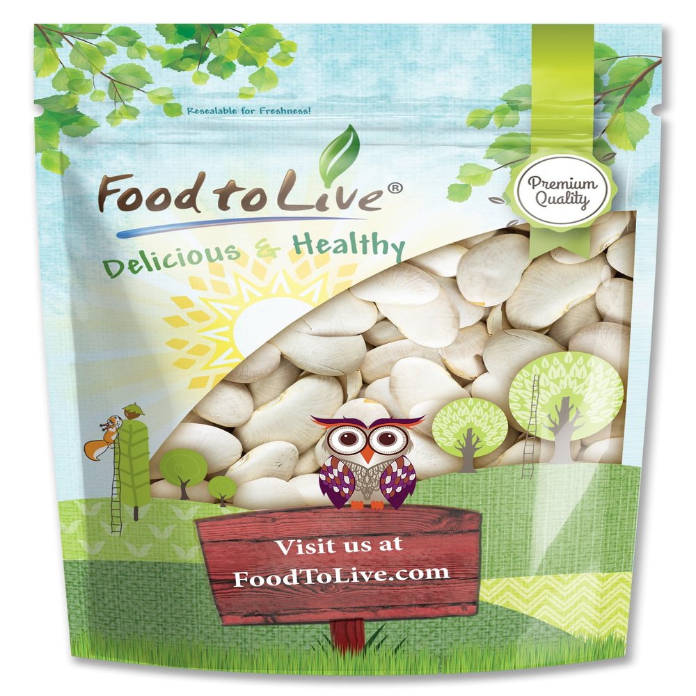 Food to Live - Large Lima Beans, 5 Pounds - Dry Butter Beans. Creamy Habas Grandes. Good Source of Protein, Fiber, Iron, and Potassium. Great in Salads, Soups and Stews