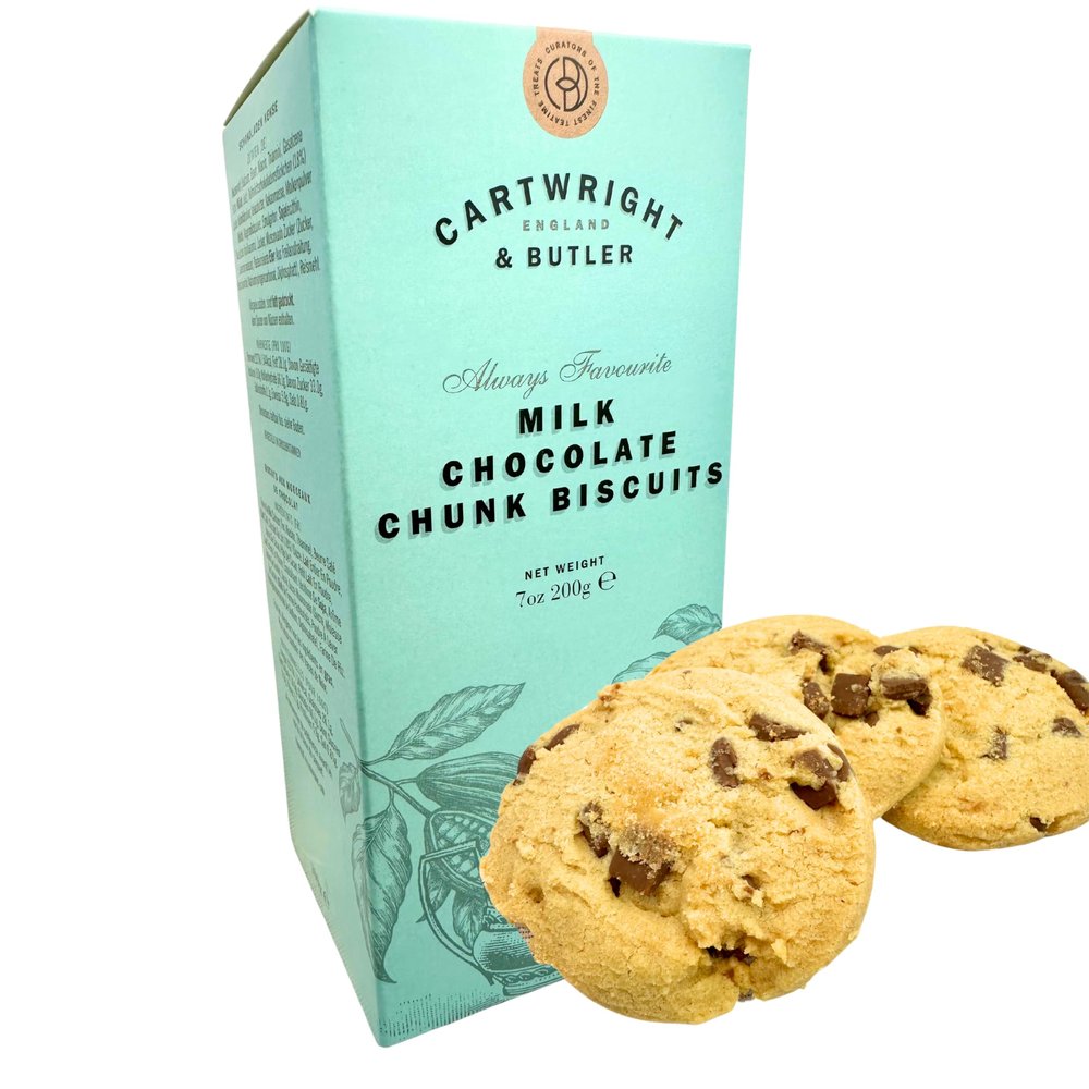 Cartwright England & Butler English Biscuit Cookies 7 oz. (200g) Milk Chocolate Butter Cookies from England - Luxury Flaky Butter Biscuits - Imported Shortbread Butter Cookies - English Biscuits - Chocolate Chunks - British Cookies - Similar to Copen