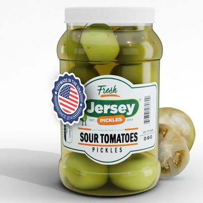 Jersey Pickles - Sour Pickled Tomatoes (Gallon) Pickled Vegetable Handcrafted Gourmet Tomatoes for Sandwiches, Charcuterie & More