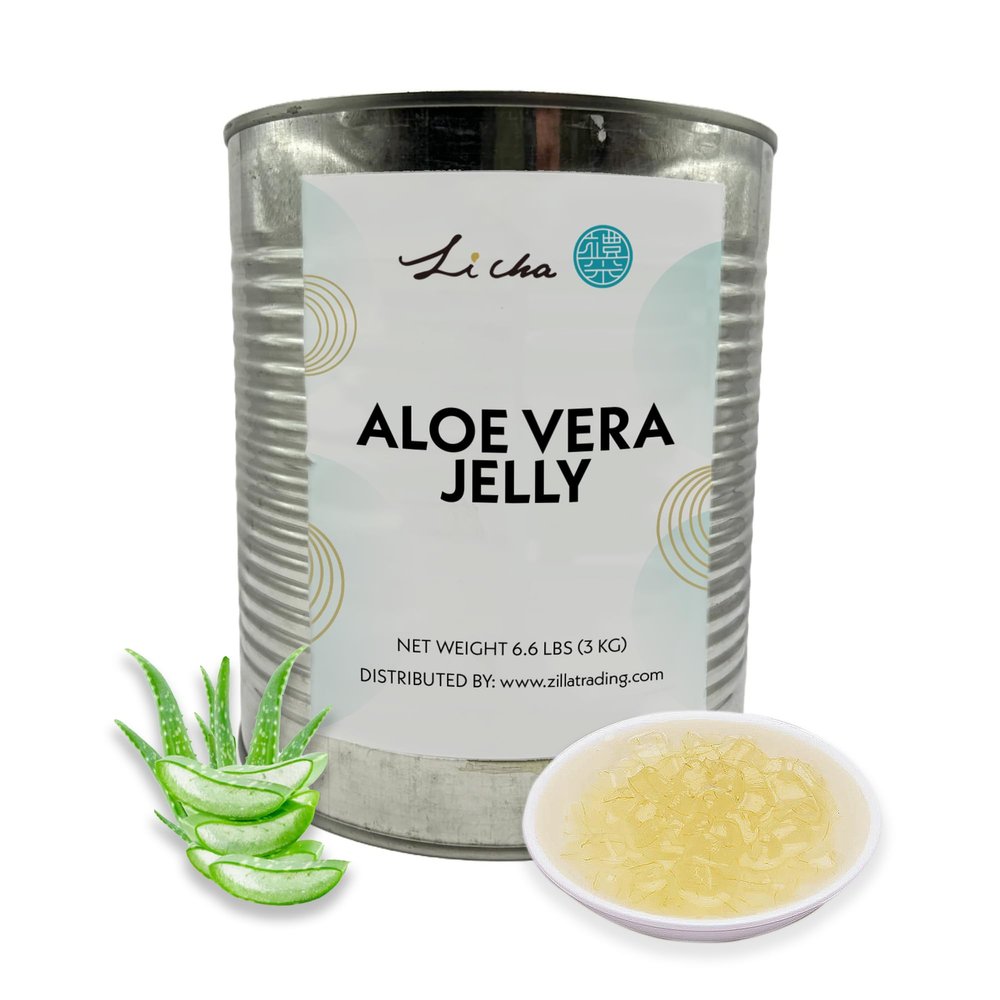 Li Cha Aloe Vera Jelly (3kg/6.6lbs Can) | Topping for Bubble Milk Tea, Boba Beverages & Desserts