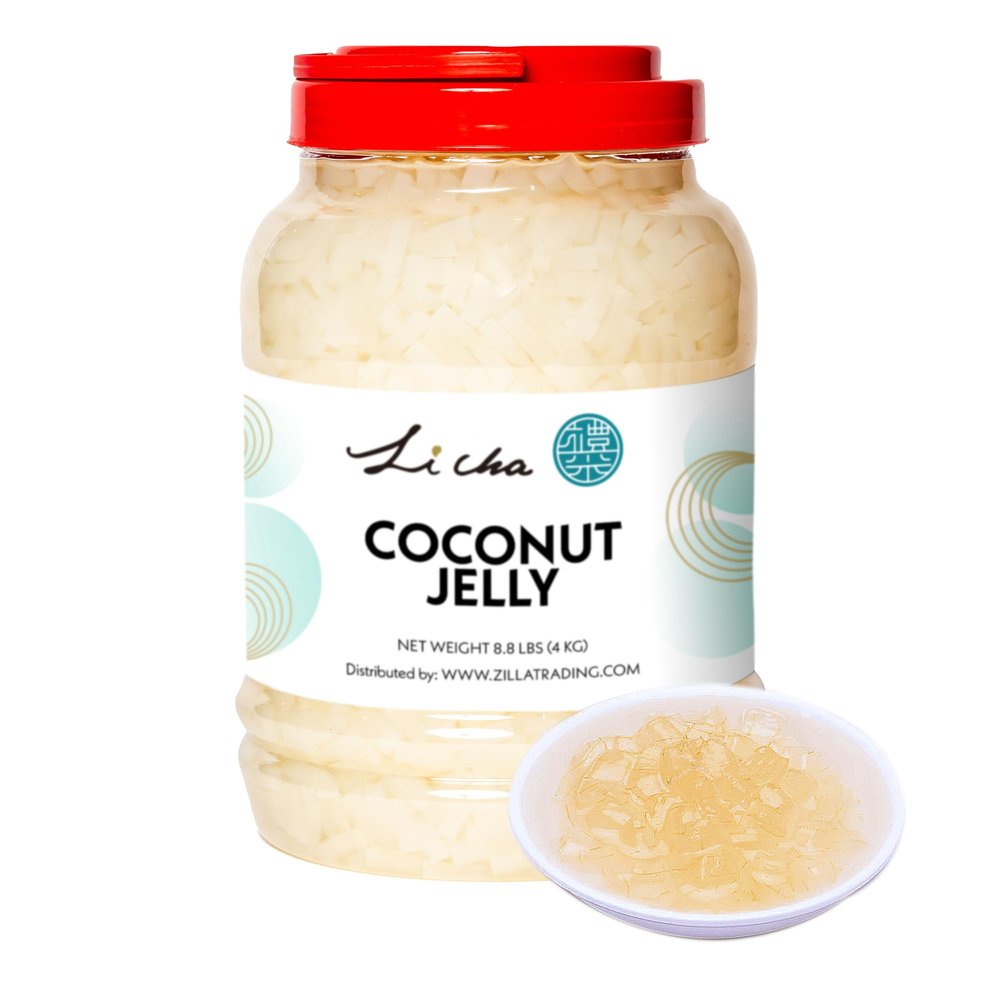 Li Cha Coconut Jelly (3.8kg/8.4lbs Container) | Topping for Bubble Milk Tea, Boba Beverages & Desserts