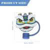 BESTOYARD 2024 Lion Dance New Year Year of The Dragon Straw Cover Straw Stopper Straw Tip Straw Cap Reusable Drinking Straw Silicone Plugs End Protectors view 4