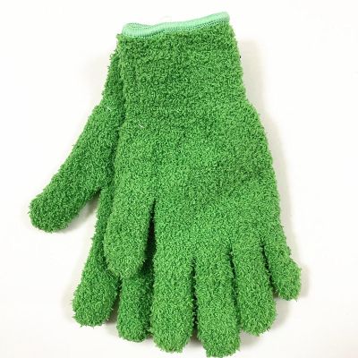 ERBON Gloves, coral fleece dusting gloves, cleaning solid color five finger housework absorbent dry hair gloves averagesize Onedarkgreen.