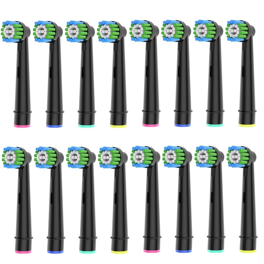 16pcs Precision Toothbrush Heads Compatible with Oral B Electric Toothbrushes, Black