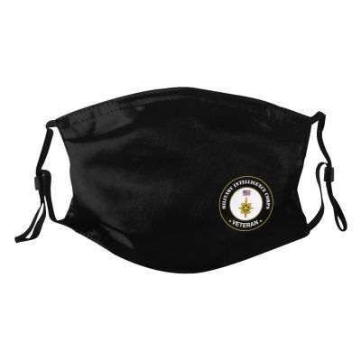 Rqwaaed Us Military Intelligence Corps Veteran Face Mask Washable Reusable Adults Breathable With 2 Filters