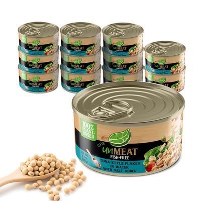 unMEAT Plant Based Tuna Style Flakes | Easy to Prepare Vegan Canned Tuna Flakes in Water, 12 pack