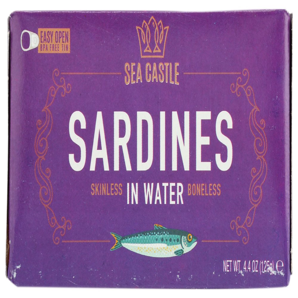 Sea Castle Sardines in Water, Skinless & Boneless, Contains Omega Fatty Acids, Kosher, Gluten Free, 4.375 Ounce (Pack of 12)